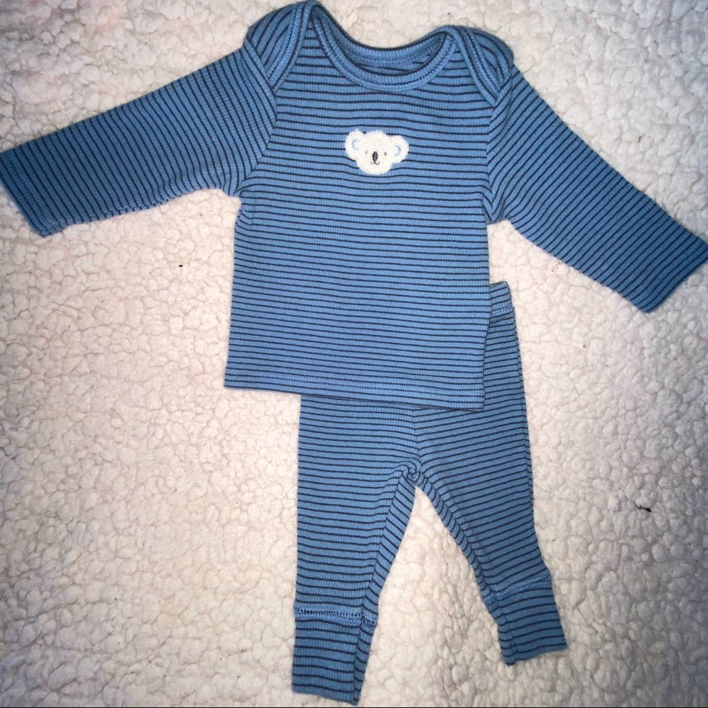 Stripped navy two piece